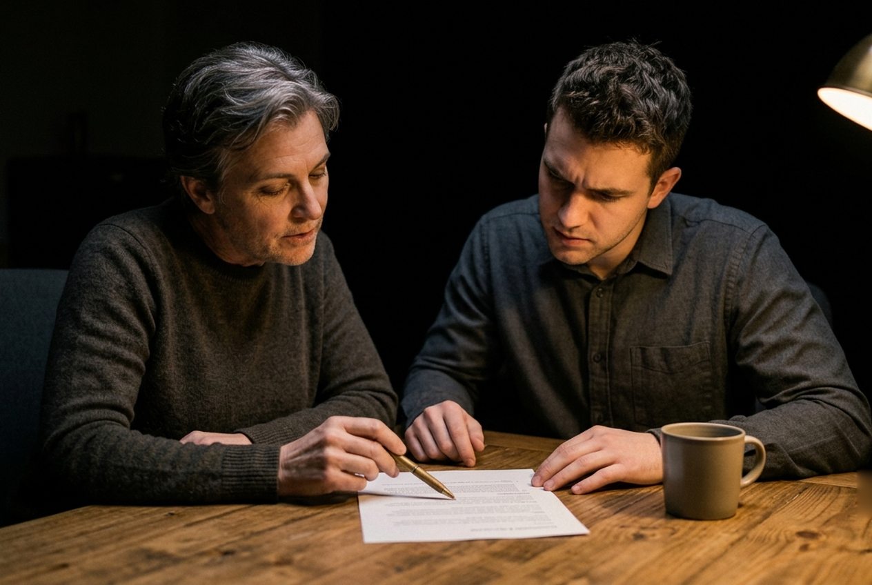 A contract signed across the table, in the room